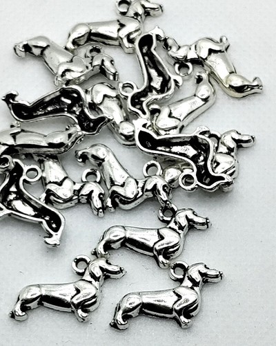 10 Stck. - Antik Silber Daschund Hund Tibetisches Silber Charms Anhänger - Bild 2 von 2