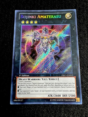 🔥 YUGIOH • BUJINKI AMATERASU • SECRET RARE • PRIO-EN052 • 1st EDITION • NM 🔥 - Picture 2 of 4