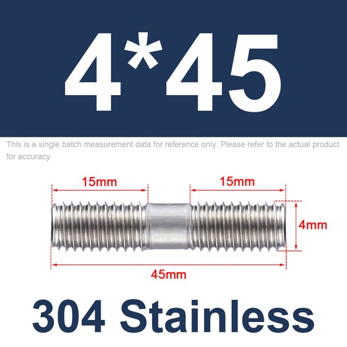 M3/4/5/6/8/10/12/16 Double End Threaded Stud Bolts Screw Rod 304 Stainless Steel - Picture 51 of 201