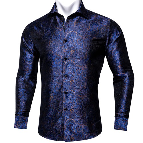 Camisa Vintage Floral Manga Larga Hombres - Calce Regular Abotonada Prendas para el torso Boda Trabajo - Imagen 87 de 120