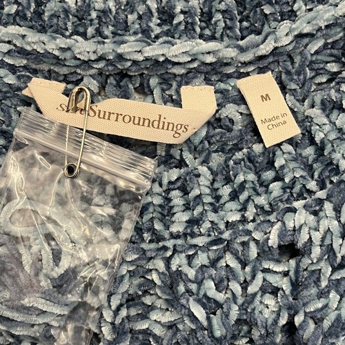 Soft Surroundings Windsor Park Chenille Blue Open Chunky Knit Sweater Size M - Picture 12 of 14