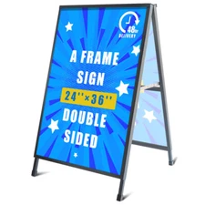A Frame Sidewalk Sign, Heavy Duty Sandwich Board Signs 24x36 in(print included)