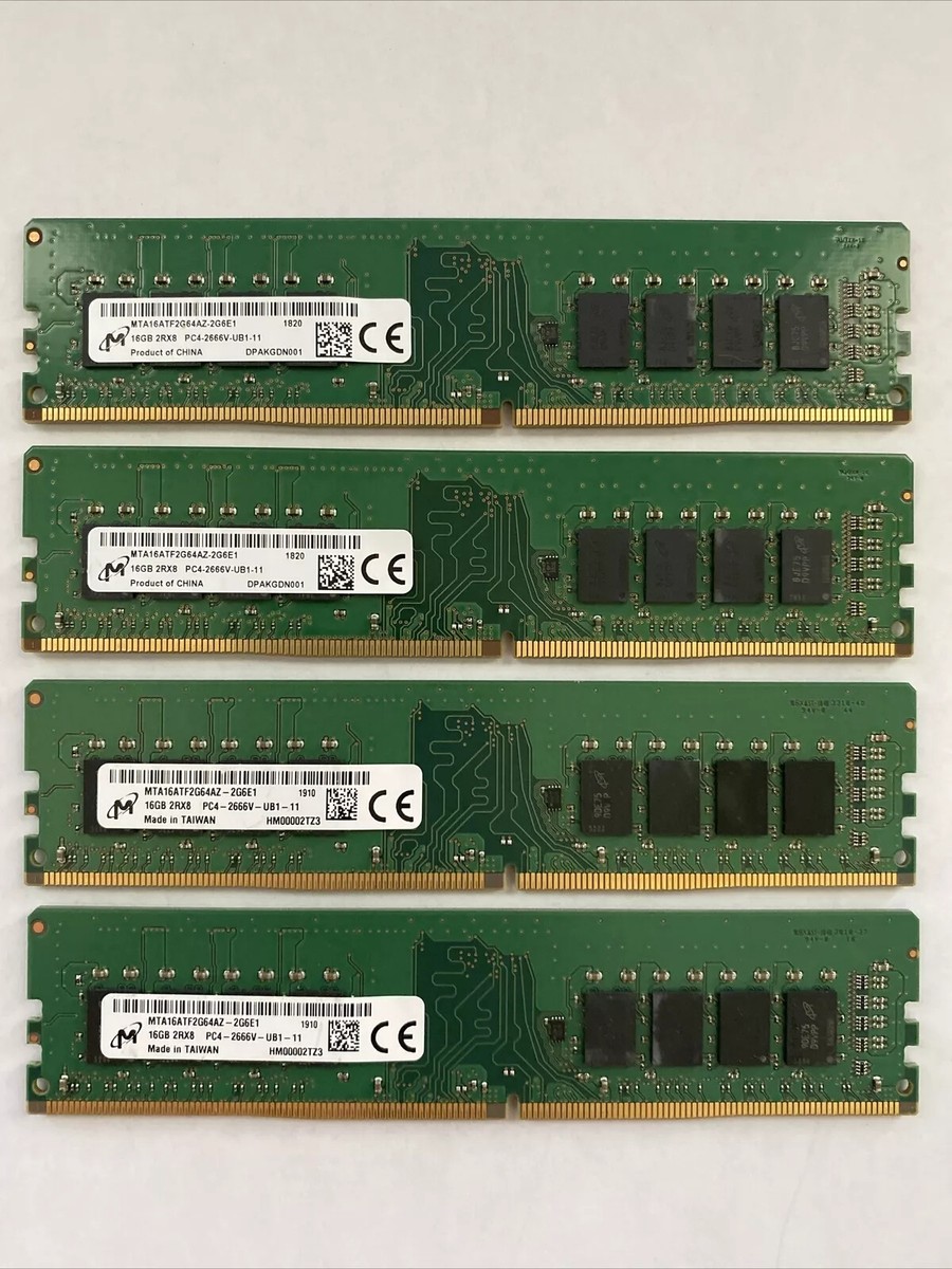 MICRON DDR4-2666V 64GB(16GB×4) Micron 64GB RAM 4x 16GB 2RX8 PC4-2666V DDR4 21300MHz 288Pin