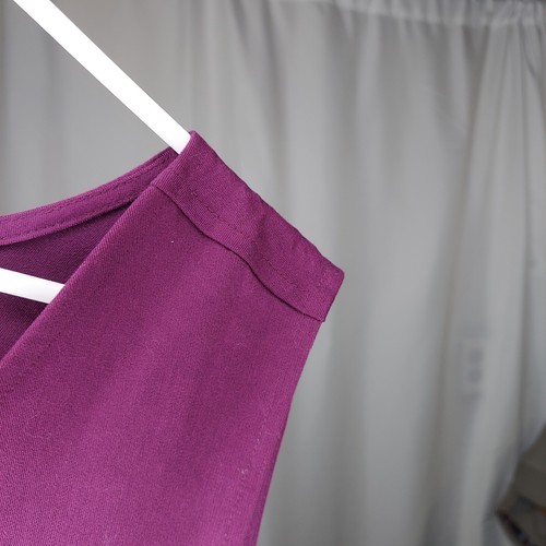 Erika Vintage Midi Pullover Kleid 2X ärmellos lila Wildlederimitat U-Ausschnitt bescheiden Kirche - Bild 6 von 11