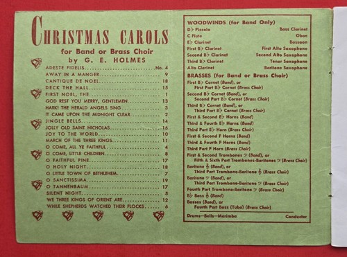 Christmas Carols French Horn Sheet Music Band Brass Choir Third Part 1941 Holmes - Picture 4 of 11