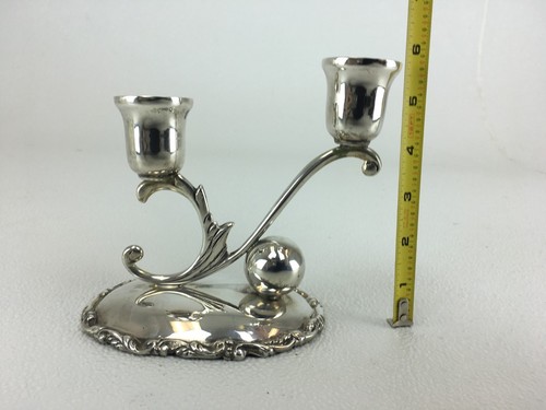 C Zurita  Modernist Mexican Mexico Sterling Silver 2 Light Candleholder - Picture 5 of 12