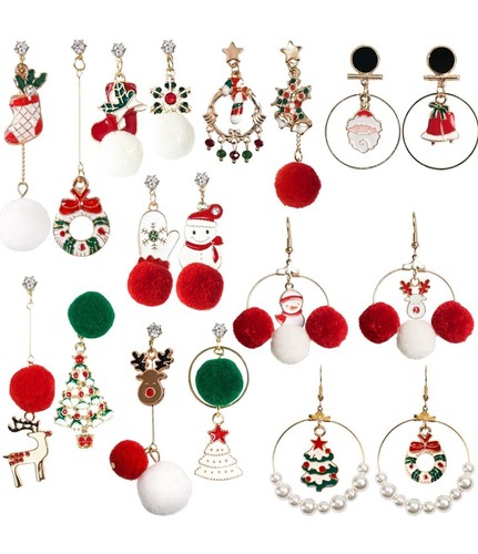 9 pares de pendientes de Navidad, lindos pendientes colgantes de Navidad - Imagen 2 de 7