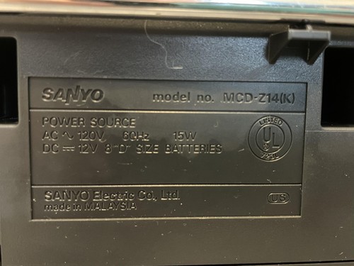 Sanyo MCD-Z14 (K) AM/FM Stereo CD Player Cassette Recorder Boombox WORKS - Picture 4 of 4
