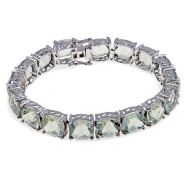 Colleen Lopez Sterlingsilber 63,00 Karat grüner Amethyst/Prasiolith Armband 7 Zoll