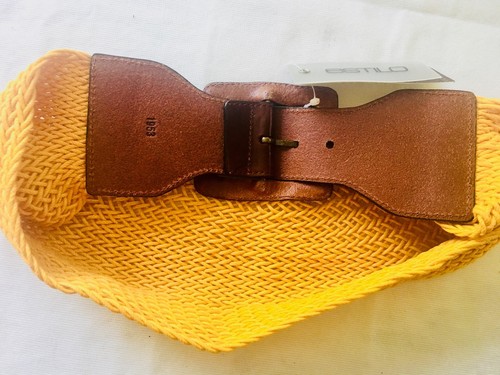 Damen Gürtel ESTILO Emporium: Gelber Raffia Stoff mit Lederschnalle. Neu. - Bild 3 von 3