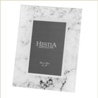 Hestia Home Collection Glass White Marble Effect Photo Frame 4" x 6" Boxed Gift