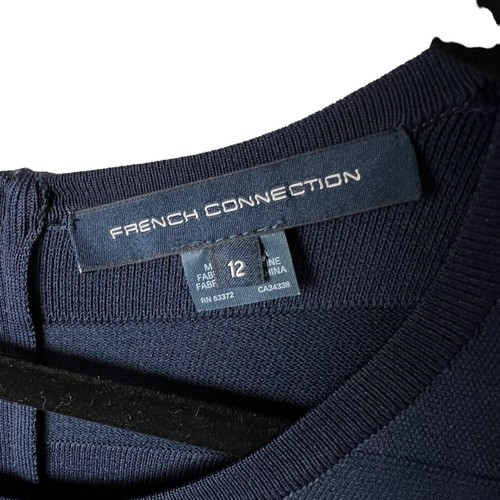French Connection Long Sleeve Bodycon Bandage Dress Midnight Navy Blue SZ 12 - Picture 3 of 8