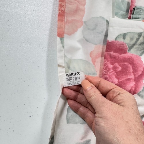 vintage martex flat sheet queen orange pink rose floral blend percale y2k 90s 80 - Picture 3 of 11