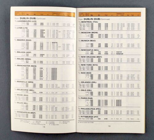 AER LINGUS AIRLINE TIMETABLE WINTER 1988/1989 IRISH IRELAND - Picture 3 of 3