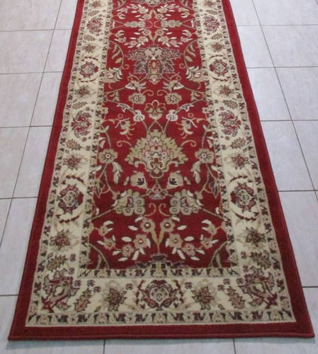 NEW RED TRADITIONAL PERSIAN DESIGN FLOOR HALL HALLWAY RUNNER RUG 80X400CM - Picture 6 of 7
