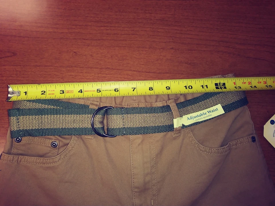 Boys Size 14 Belted Brown Adjustable Twill Pant Faded Glory Brand New  - Image 3 of 4