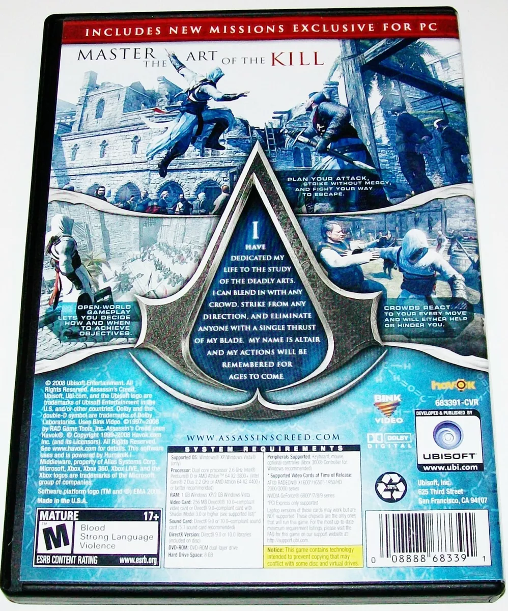 Assassins Creed & Assassins Creed II 2 Lot Of (2) PC DVD ROM Video Games  8888683391