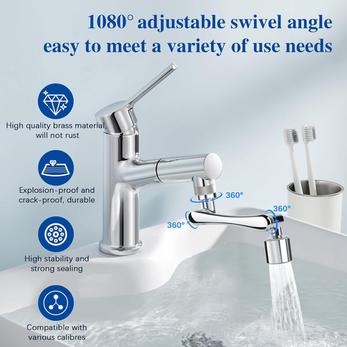 1080° Drehbarer Wasserhahn Aufsatz Verlängerung, Multifunktionaler Verlängerungs - Bild 2 von 7