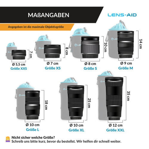 Neopren Objektivbeutel m. Fleece Fütterung - Objektivtasche einzeln oder als Set - Bild 137 von 141