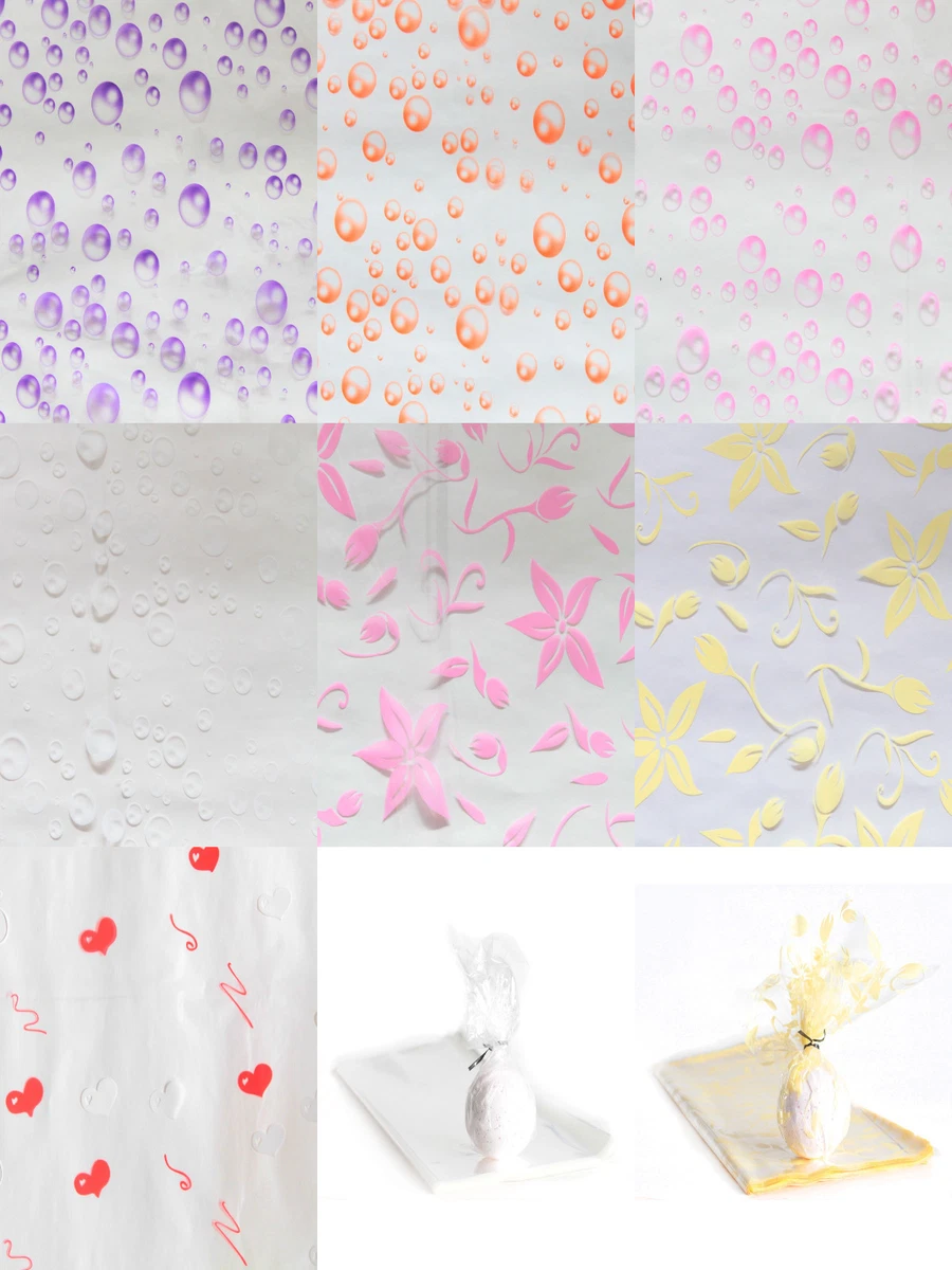 Gift wrap cellophane sheets 40cm x 40cm clear u0026 printed 10 20 50 u0026 mixed  option | eBay
