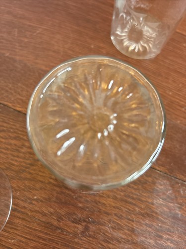 Vintage Clear Optic Glass Picture Floral Etched With 4 Glasses - Picture 6 of 14