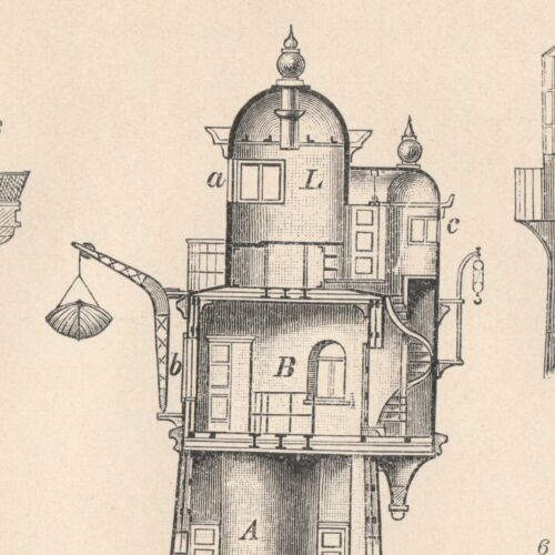 LIGHTHOUSE Vintage Print engraving Antique Print 1896 Lighthouse Design - 第 4/7 張圖片
