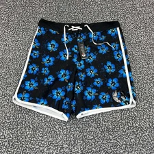 Ethika Board Shorts Men 32 Blue Swim Floral Drawstring Adult Outdoor New