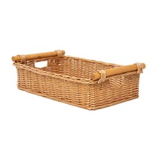 Woven Wicker Storage Basket Wicker Tray Shallow Basket Organizing 16.54L x 11...