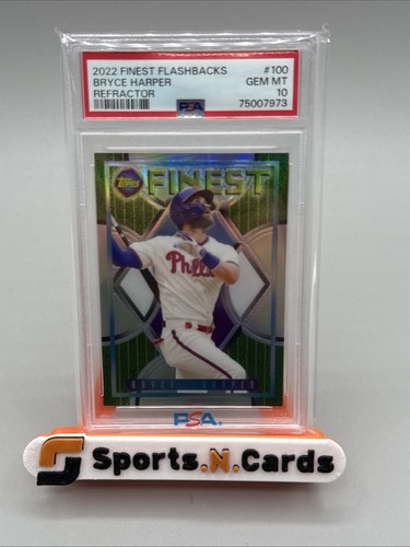 Bryce Harper 2022 Topps Finest Flashbacks #100 Refractor PSA 10 - Picture 1 of 2