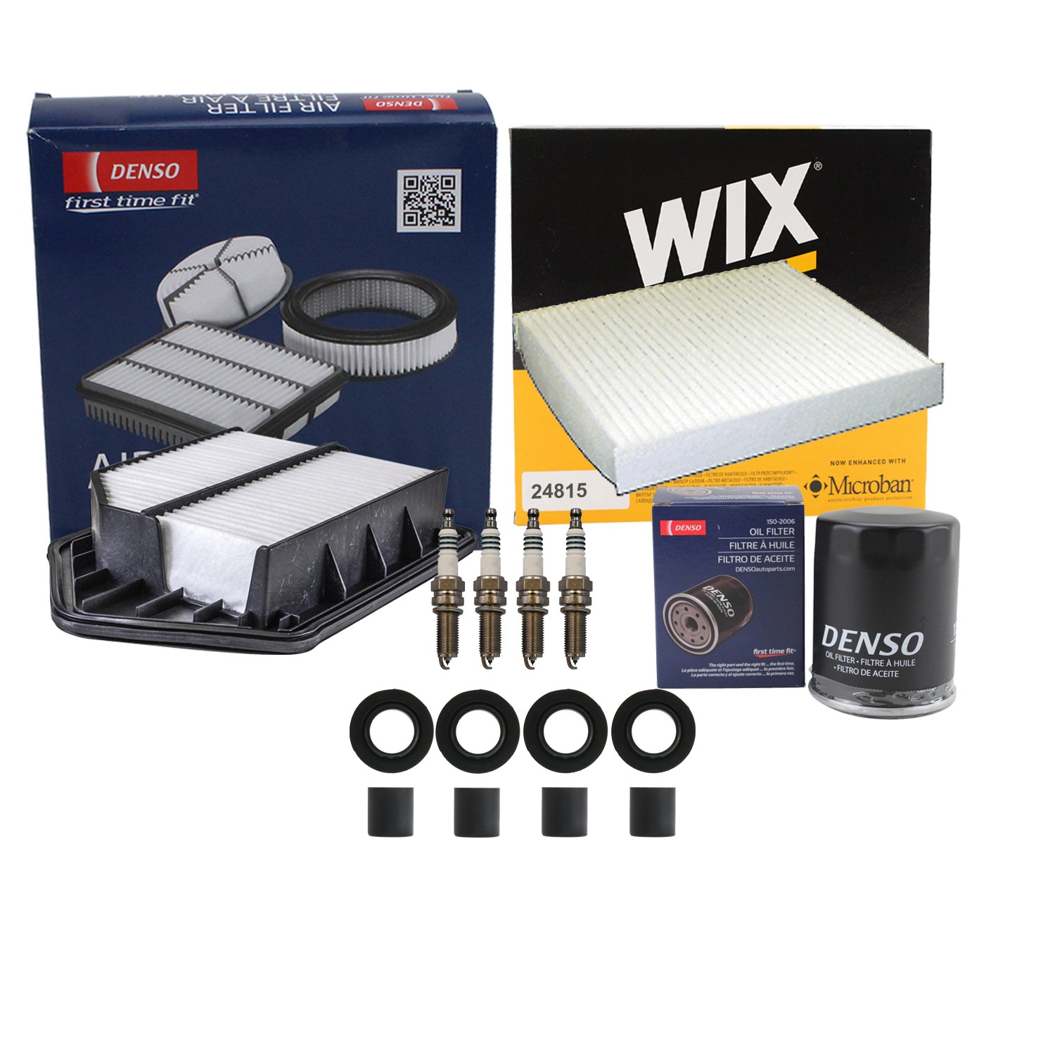 Denso Tune Up Kit NGK 4 Spark Plugs  Boots Kit for Honda CR-V 2.4 L4 K24Z6 Auto