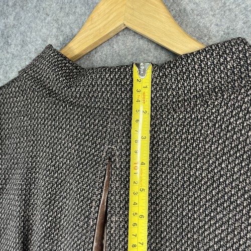Out of Xile Dress Coat Size 4 (16/18) Taupe Velvet Trim Viscose & Silk Blend VTG - Picture 17 of 19