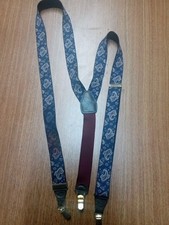 Adjustable Clip Suspenders Braces Blue Paisley Print