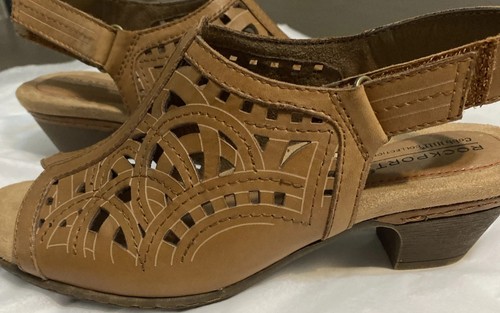 Rockport Women’s Shoes Cobb Hill Sling Back Brown Leather Size 6.5 2”Heel - Picture 8 of 10