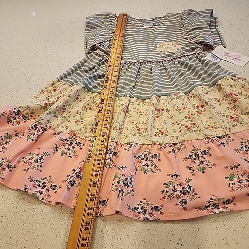NEW TAGS Bonnie Jean Girls 16 Flutter Sleeved Mixed Print Knit Tiered Dress NWT - Picture 4 of 5