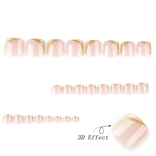 24pcs French Tip Press on Toenails Short Square Fake Toe Nails Toe Nails-11 - Bild 2 von 7