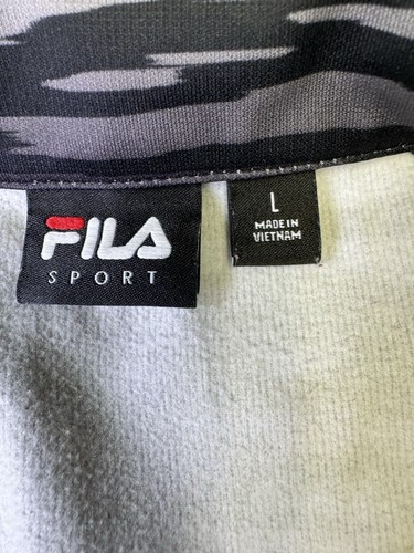 FILA SPORT Athletic Top Large Zebra Stripe 1/4 Quarter Zip Fleece Lined Black - Picture 3 of 6