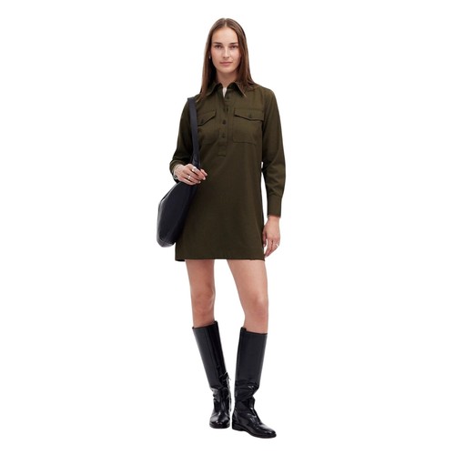 Vestido Camisa Madewell Olive Utility Sarga M Manga Larga Mini Nuevo con Etiquetas - Imagen 4 de 9