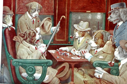 1959 SIMON PURE OLD ABBEY ALE POSTER CALENDR DOGS PLAYING CARDS - Picture 2 of 4