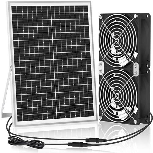Solar Powered Fan - 20W Solar Panel, Solar Exhaust Fan Kit for Outdoor Chicken - Picture 2 of 7