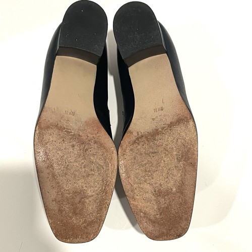 Talbots Leather Tassel Block Heel Loafers Black 9.5M Classic Italy Square Toe - Imagen 7 de 10