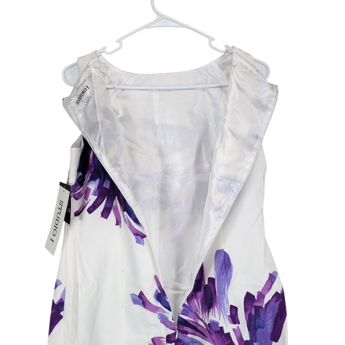 NWT Studio 1 Sz 6 White & Purple Floral Sleeveless Sheath Dress, Summer Resort - Picture 3 of 6