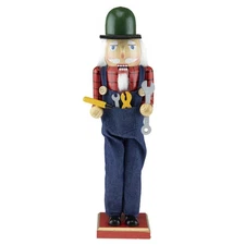 Mechanic 15 Inch Traditional Wooden Nutcracker, Festive Christmas Décor for S...