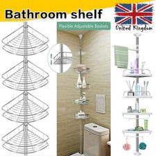 4 Tier Telescopic Bathroom Wall Corner Shelf Rack Shower Caddy Storage Organizer