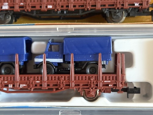 Roco N 1951 1957 2308 Rungenwagen DB Ladung THW Unimog LKW Betonmischer OVP - Bild 4 von 11