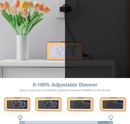 Alarm Clock Digital Clock with 8 RGB Night Lights Dual Alarms, Snooze USB Port - Picture 4 of 8