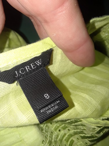 J Crew Lime Yellow Green Embroidered Detail Sleeveless Top Size 8 - Picture 4 of 5