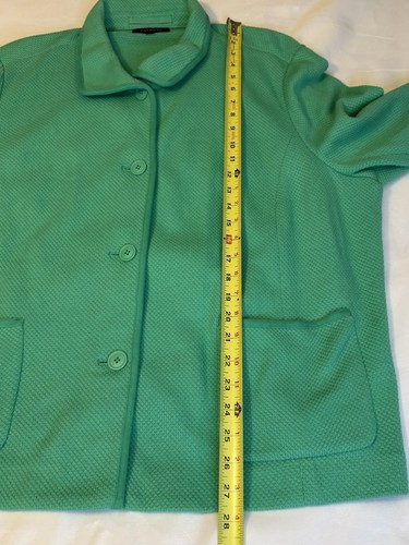 Talbots grüner strukturierter Blazer Damen 3X Waffelstrick Kragen Knopfleiste Taschen - Bild 11 von 11