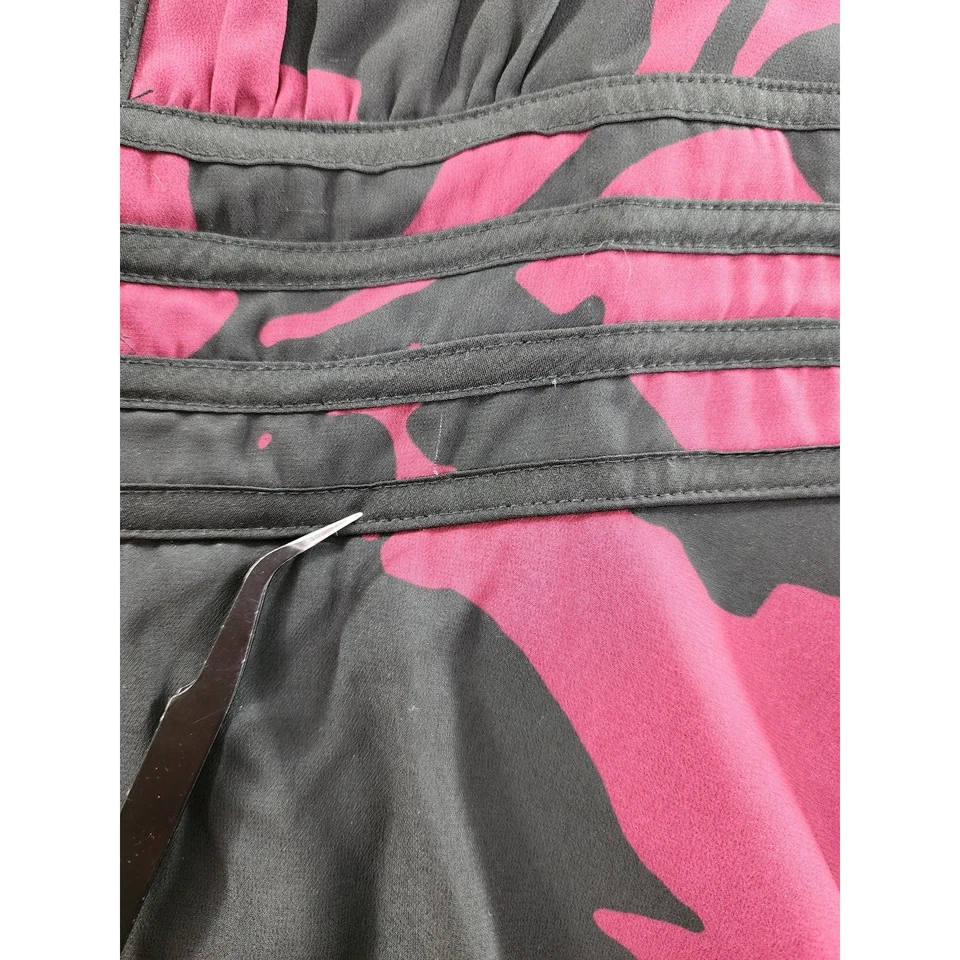 Blusa Eshakti Estampado Floral Georgette Peplum Talla M-8 Negra Rosa Cremallera Trasera Oficina Foto 3 de 4