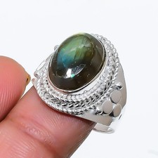 Labradorite Gemstone 925 Sterling Silver Jewelry All Size Ring For Gift