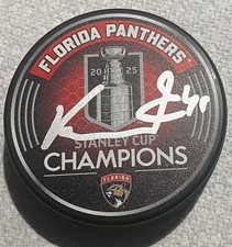 VITEK VANACEK SIGNED FLORIDA PANTHERS 2025 STANLEY CUP HOCKEY PUCK W/ CASE COA